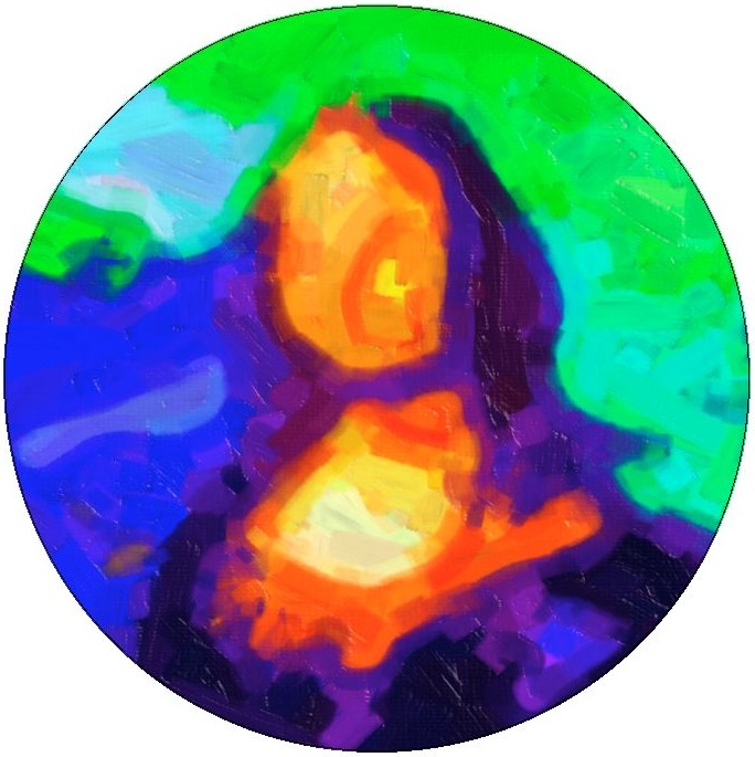 Mona Lisa Abstract Art Pinback Buttons and Stickers