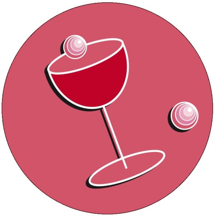 Wine Glass Pinback Buttons and Stickers