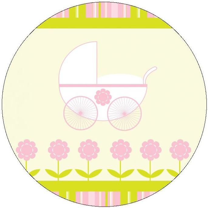 Baby Carriage Pinback Buttons and Stickers