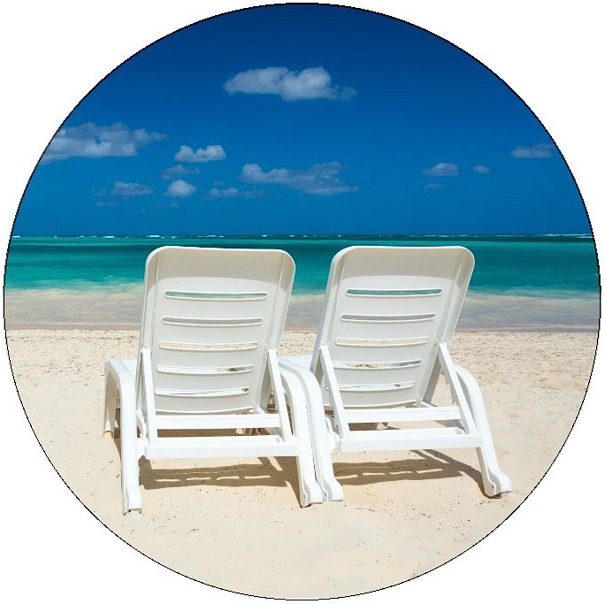 Beach Chairs Pinback Button and Sticker