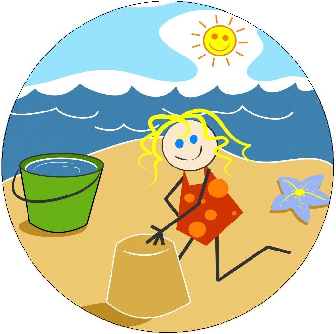 Beach Girl Pinback Buttons and Stickers