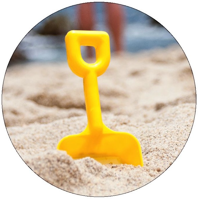 Beach Shovel Pinback Buttons and Stickers