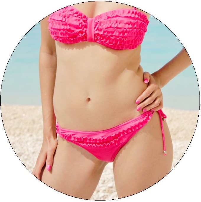 Bikini and Swimsuit Pinback Buttons and Stickers