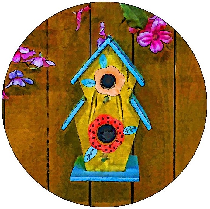 Birdhouse Pinback Buttons and Stickers