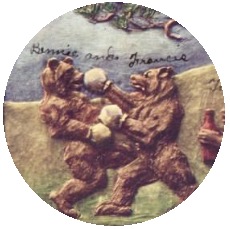 Bear Boxing Pinback Buttons and Stickers