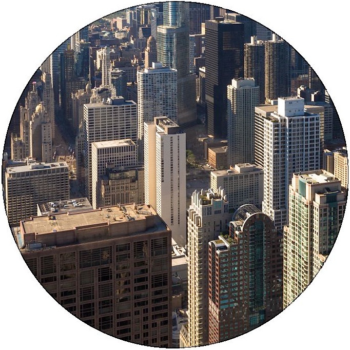 Chicago Aerial View Pinback Buttons and Stickers