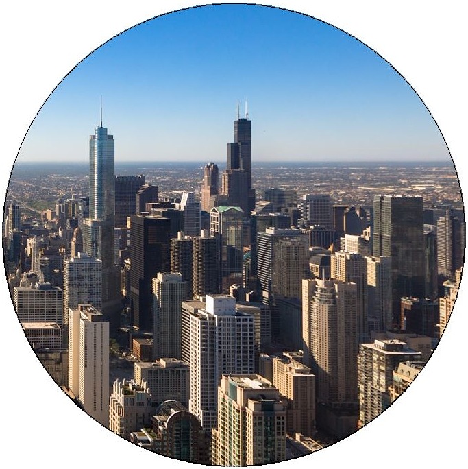 Chicago Aerial View Pinback Buttons and Stickers