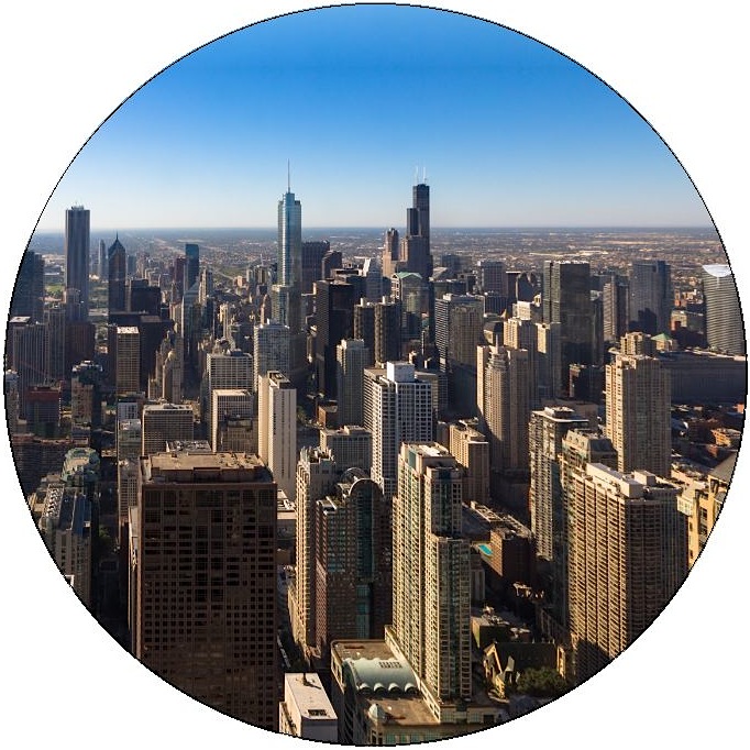 Chicago Aerial View Pinback Buttons and Stickers