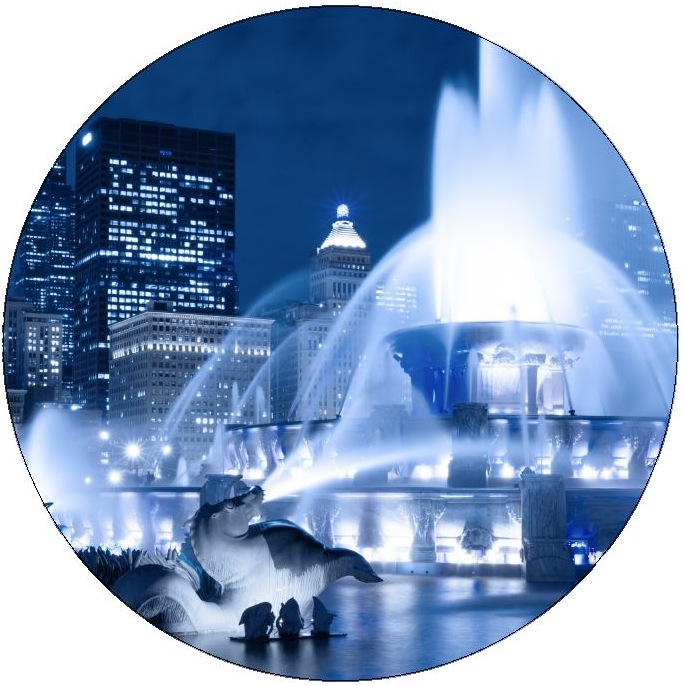 Chicago Buckingham Fountain Pinback Buttons and Stickers