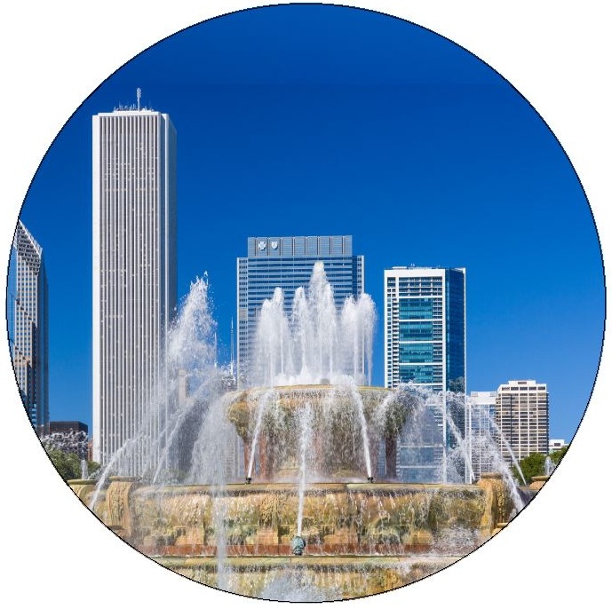 Chicago Buckingham Fountain Pinback Buttons and Stickers