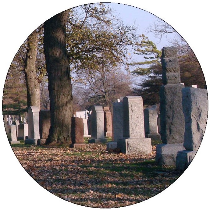 Cemetery in Chicago Pinback Buttons and Stickers