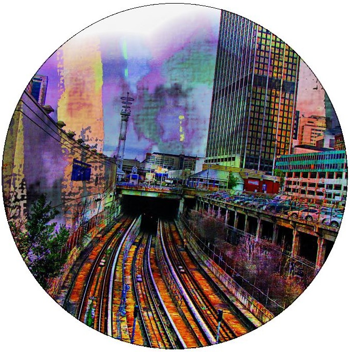 Chicago Watercolor Train Pinback Buttons and Stickers