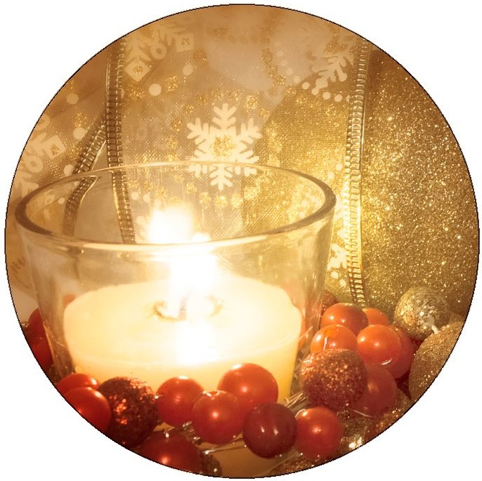 Christmas Candle Pinback Buttons and Stickers