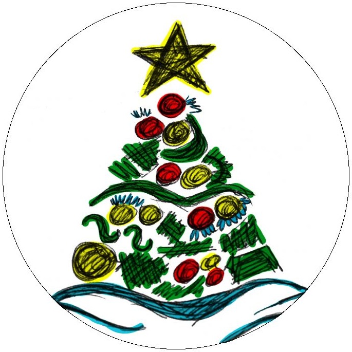 Christmas Tree Pinback Buttons and Stickers
