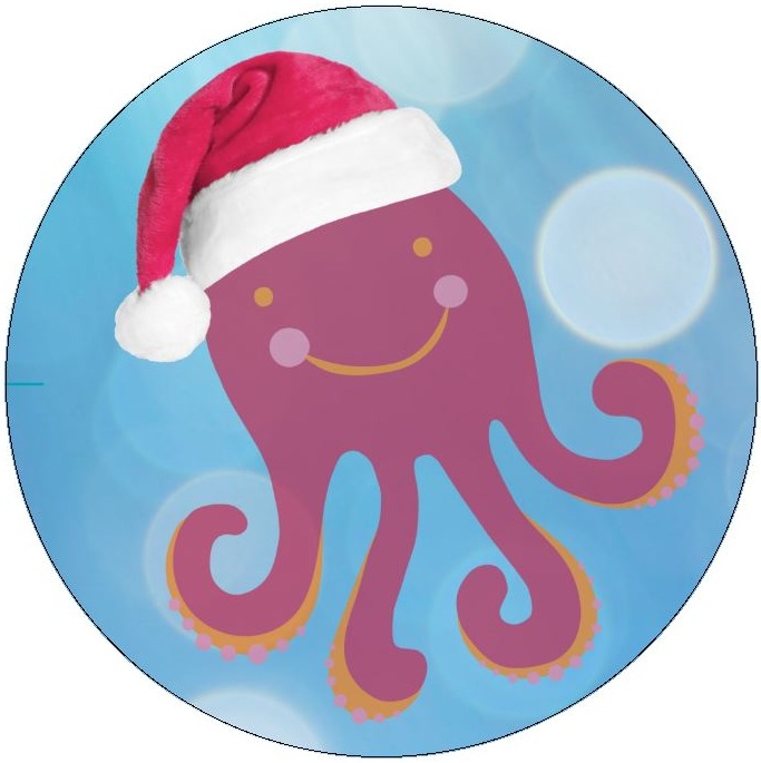 Christmas Octopus Pinback Buttons and Stickers