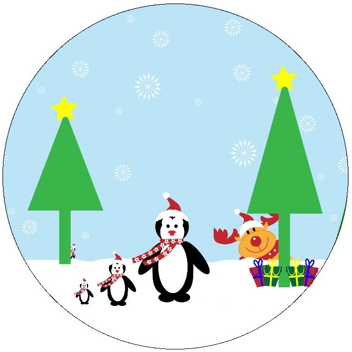 Christmas Penguin Pinback Buttons and Stickers