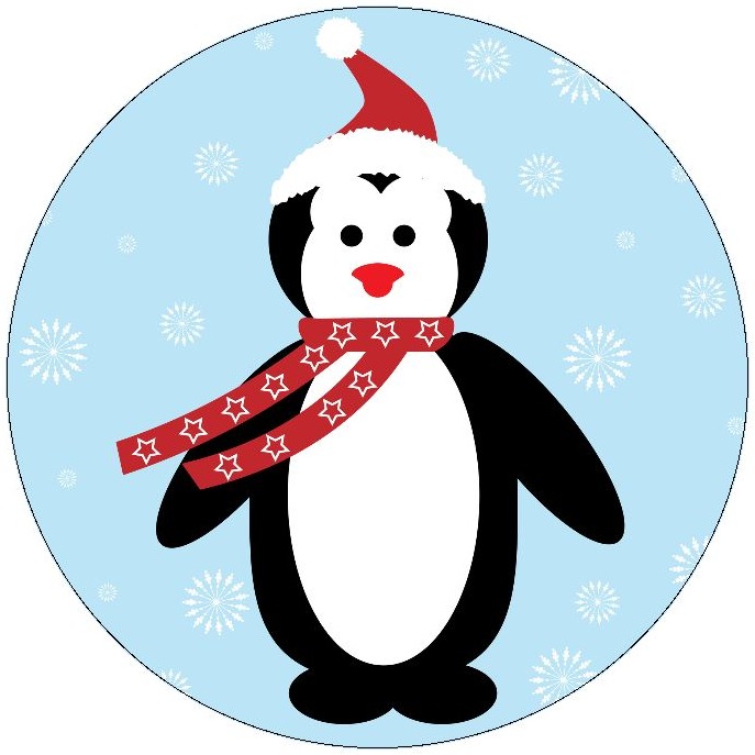 Christmas Penguin Pinback Buttons and Stickers
