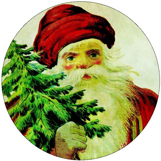 Santa Clause Christmas Pinback Buttons and Stickers