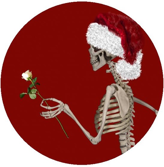 Christmas Pinback Skeleton Buttons and Stickers