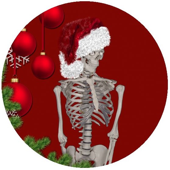 Christmas Pinback Skeleton Buttons and Stickers