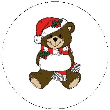 Christmas Teddy Pinback Bear Buttons and Stickers