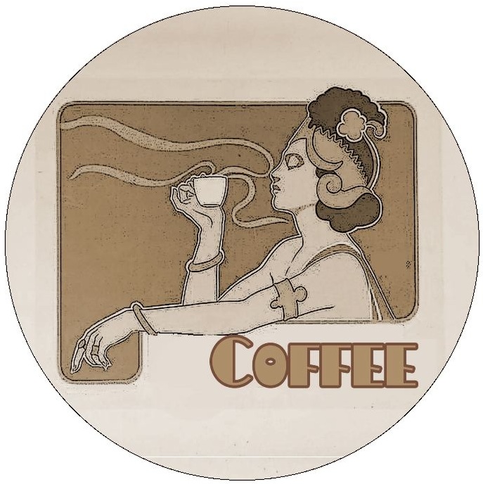 Coffee Pinback Button and Stickers