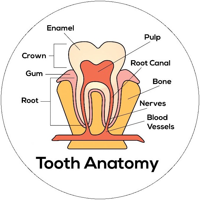 Tooth Anatomy Pinback Buttons and Stickers