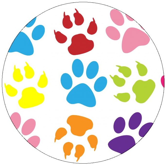 Dog Paw Print Drawing Pinback Buttons and Stickers