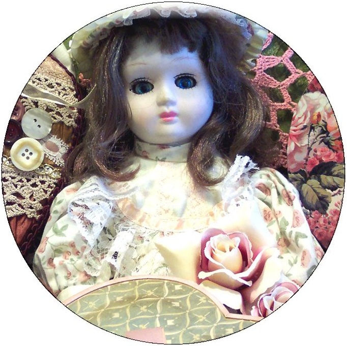 Doll Pinback Buttons and Stickers