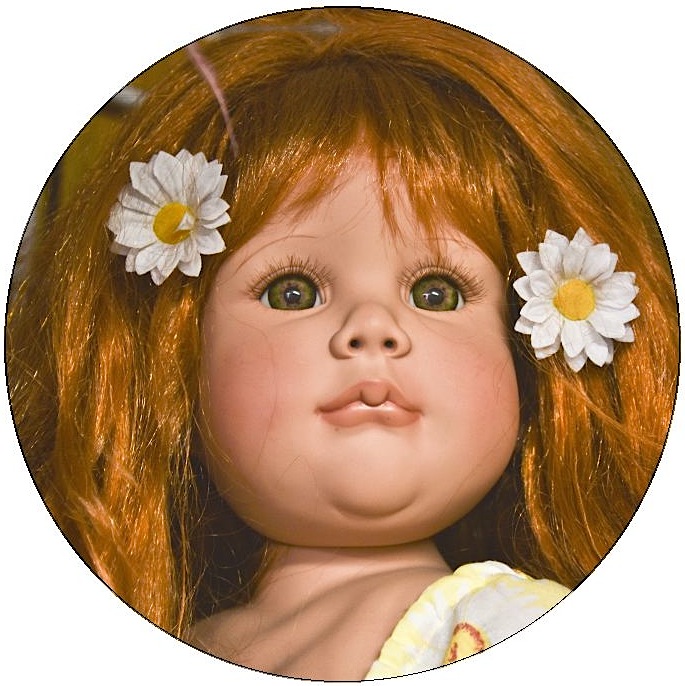 Doll Pinback Buttons and Stickers