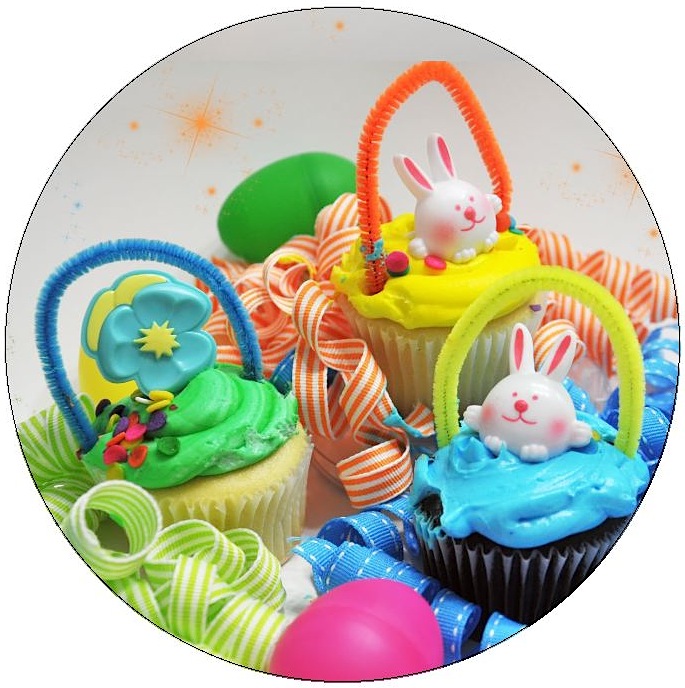 Easter Cupcake Pinback Buttons and Stickers