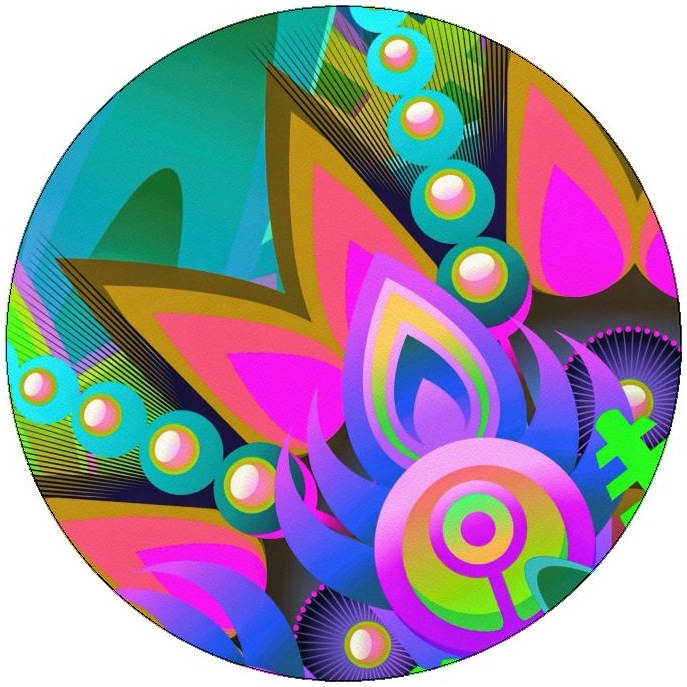 Abstract Flower Pinback Buttons and Stickers