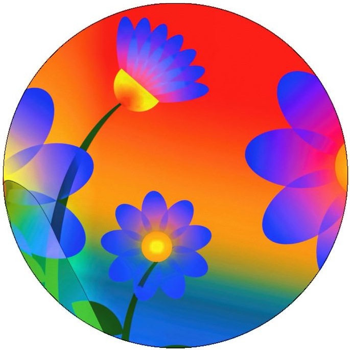 Abstract Flower Pinback Buttons and Stickers