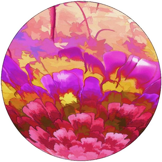 Abstract Flower Pinback Buttons and Stickers