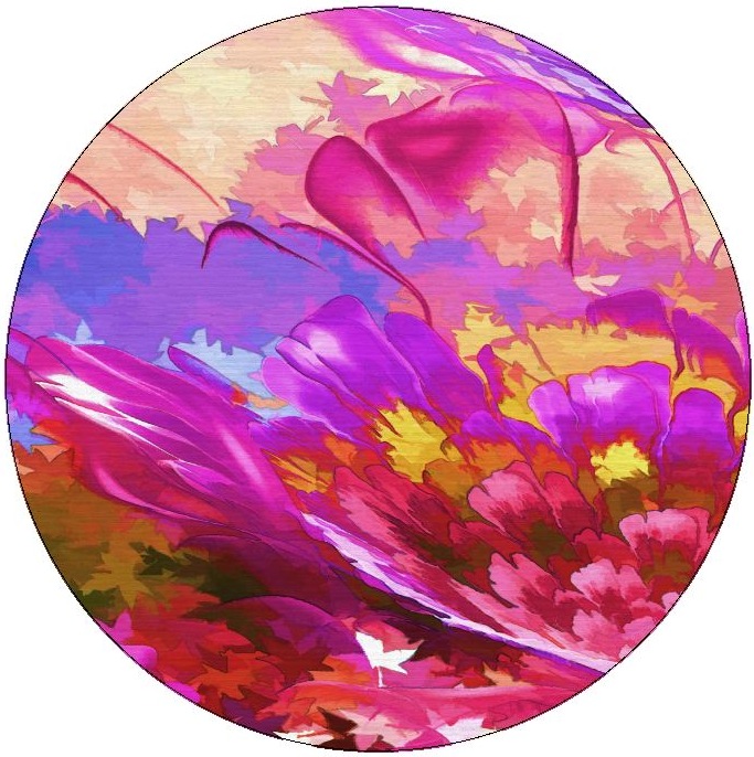 Abstract Flower Pinback Buttons and Stickers