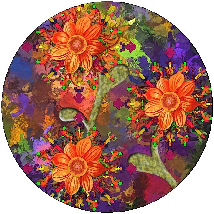 Abstract Flower Pinback Buttons and Stickers