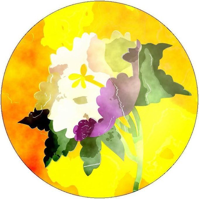 Abstract Flower Pinback Buttons and Stickers