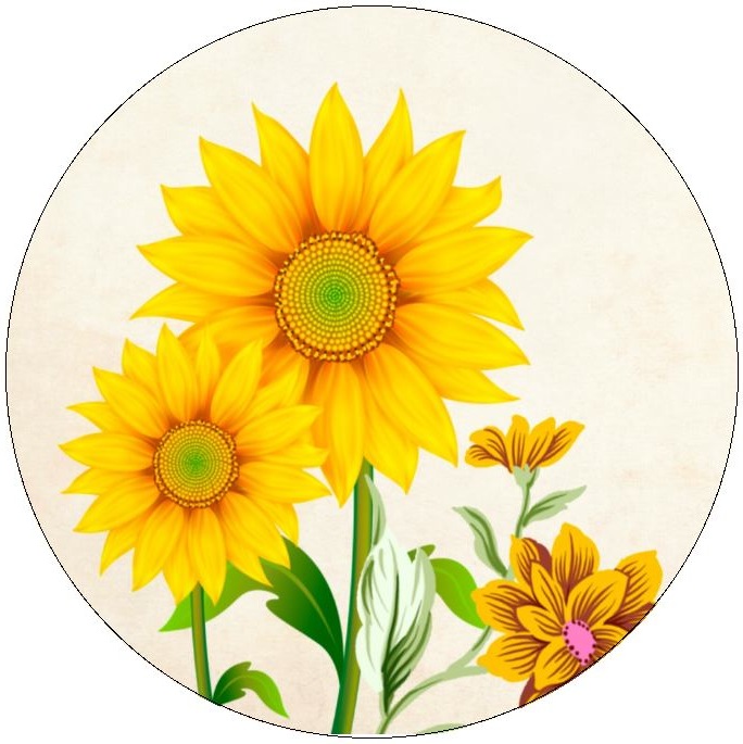 Sunflower Pinback Buttons and Stickers
