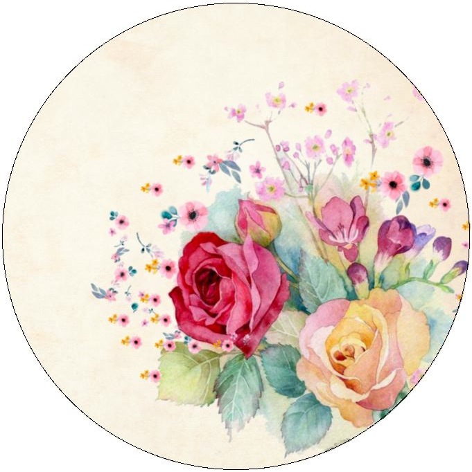 Watercolor Flower Pinback Buttons and Stickers