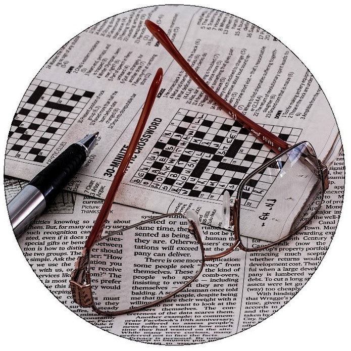 Crossword Puzzle Pinback Buttons and Stickers