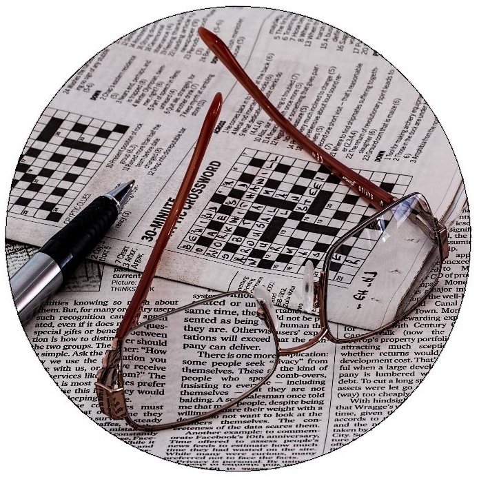 Crossword Puzzle Pinback Buttons and Stickers