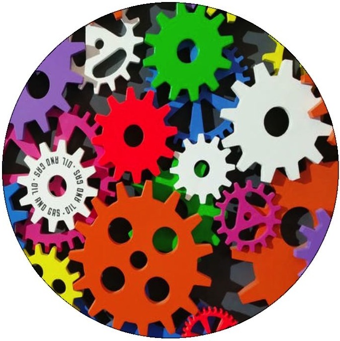 Gears Pinback Buttons and Stickers