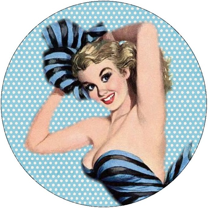 Pin-Up Girl Pinback Buttons and Stickers