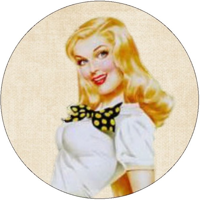 Pin-Up Girl Pinback Buttons and Stickers