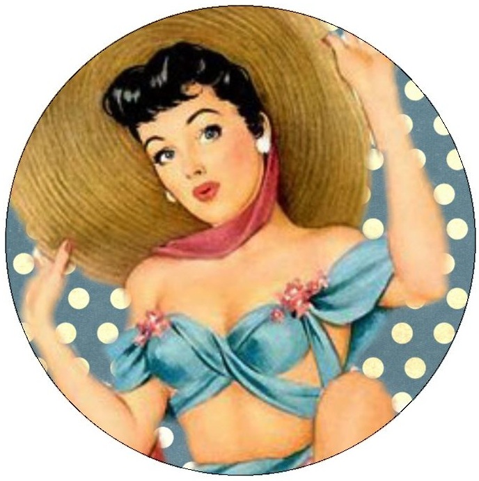 Pin-Up Girl Pinback Buttons and Stickers