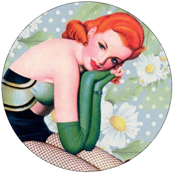 Pin-Up Girl Pinback Buttons and Stickers