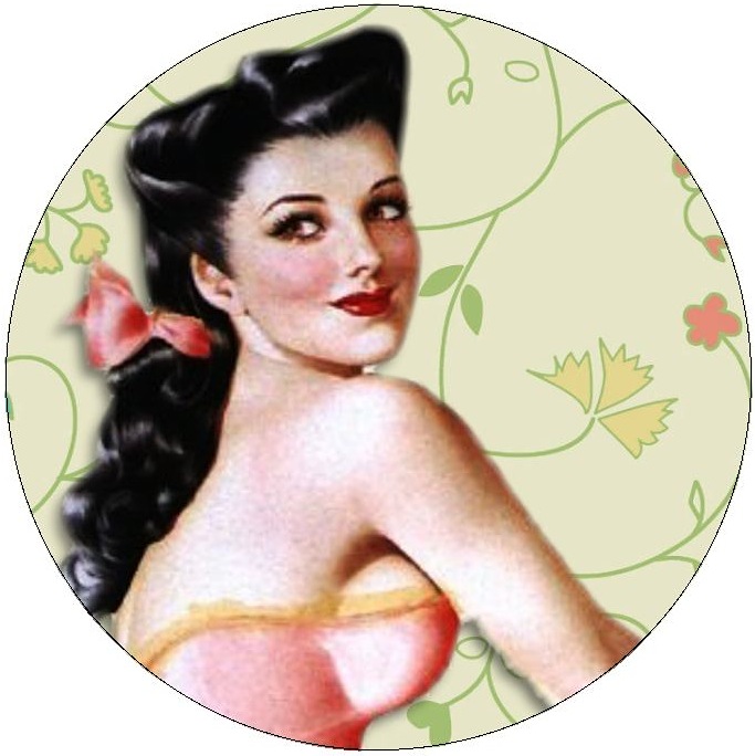 Pin-Up Girl Pinback Buttons and Stickers