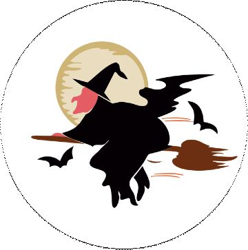 Witch on Broom Pinback Button and Stickers