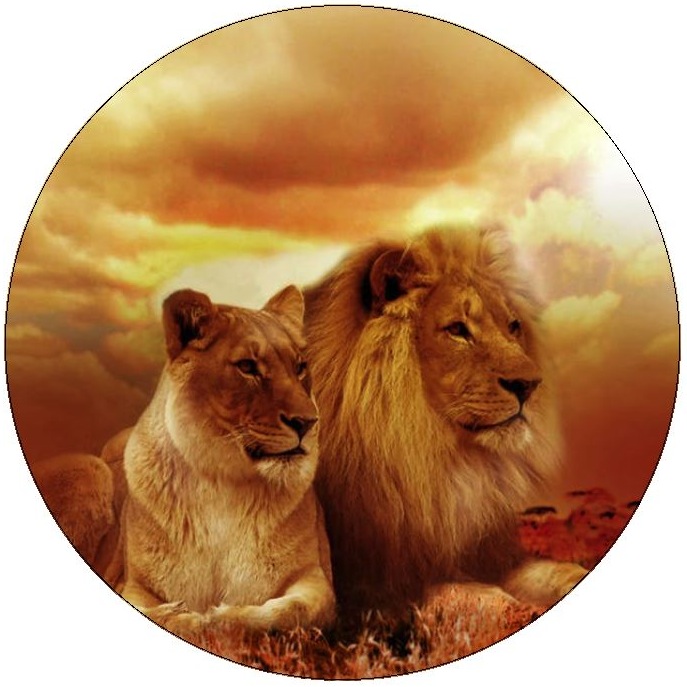 Lion Pinback Buttons and Stickers