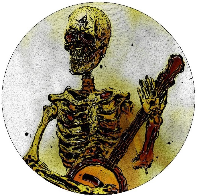 Skeleton and Banjo Pinback Buttons and Stickers